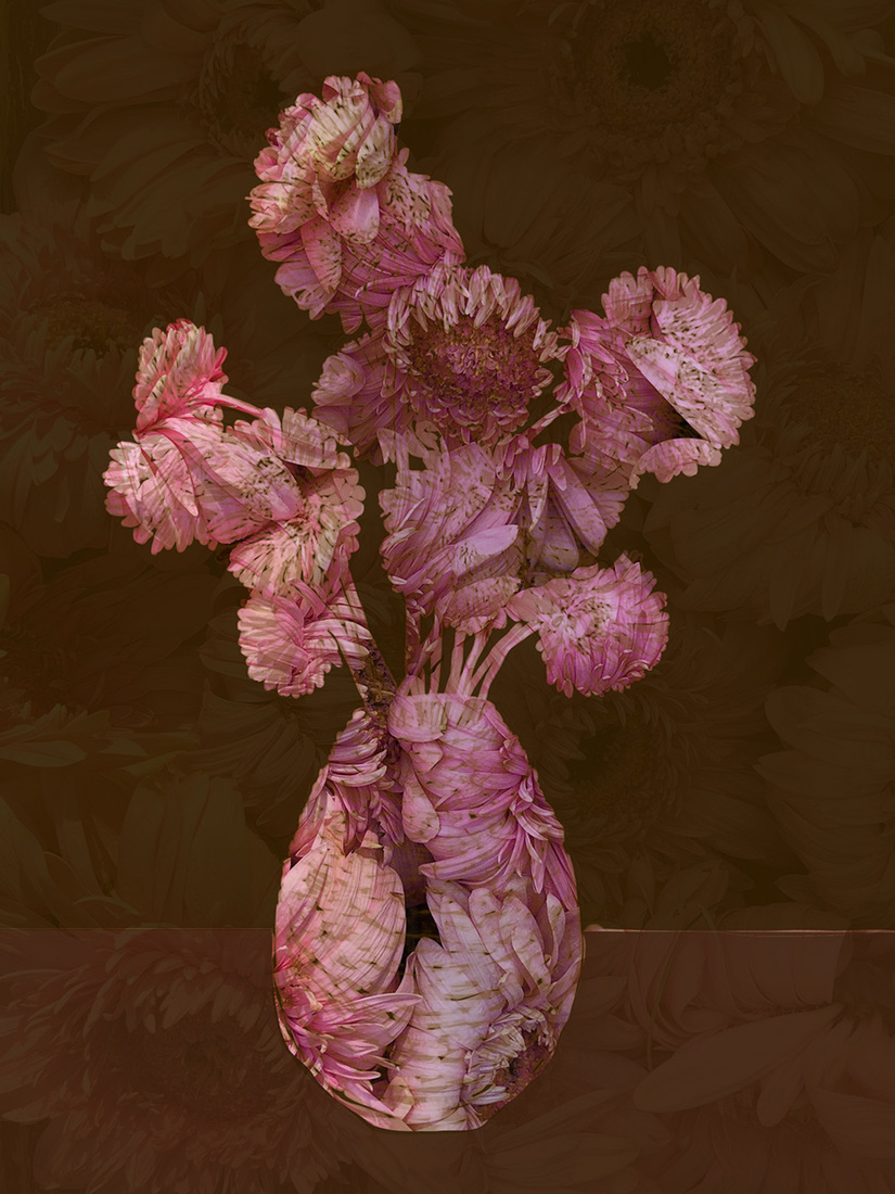 Vaas met roze gerbera's