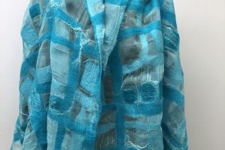 Turquoise sjaal geometrisch