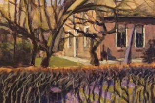 Boerenhuis in Aalden met crocussen