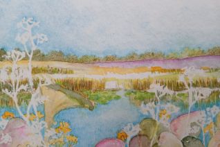 Earnewald aan het water met schermbloemen