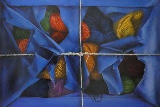 Ripped Blue Wool Box