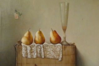 Peren, kant en glas - Pears, lace and glass