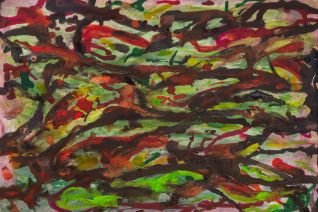 Abstract in zwart rood en groen