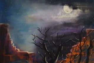 Fantasielandschap in pastel 