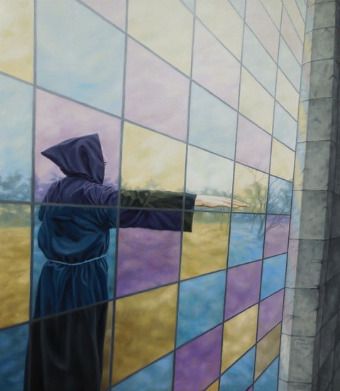 5a.monnik voor glas-in-lood-raam