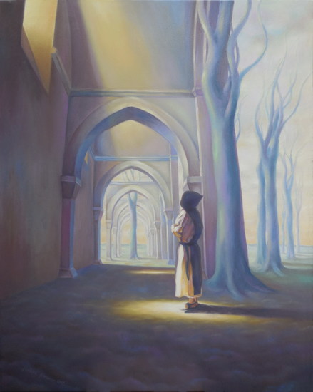 7a. monnik in kloosterruïne