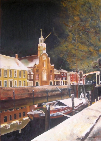 Delfshaven bij nacht