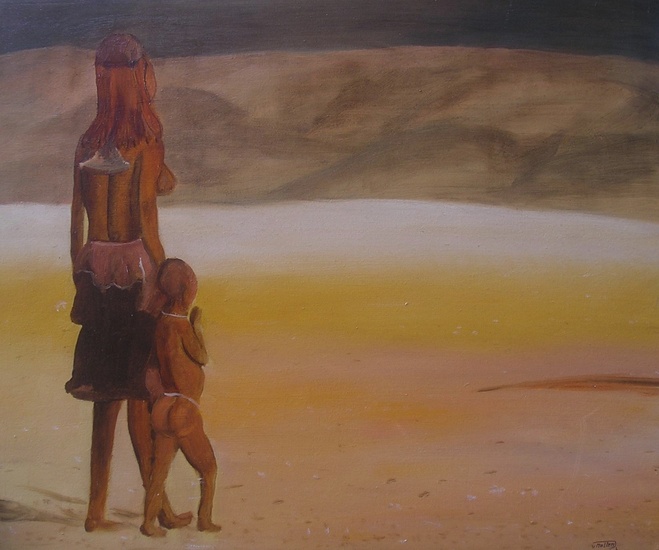 Moeder en kind in Sahara