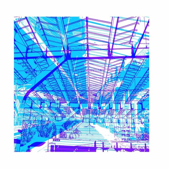 'Constructie met glas 1.'- digitale prent-kunst van moderne architecture, station Rotterdam - te koop