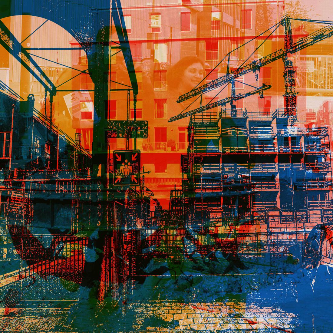  Wandelend vanaf de bouw op Oostenburg 1, Amsterdam ,- digitale art print