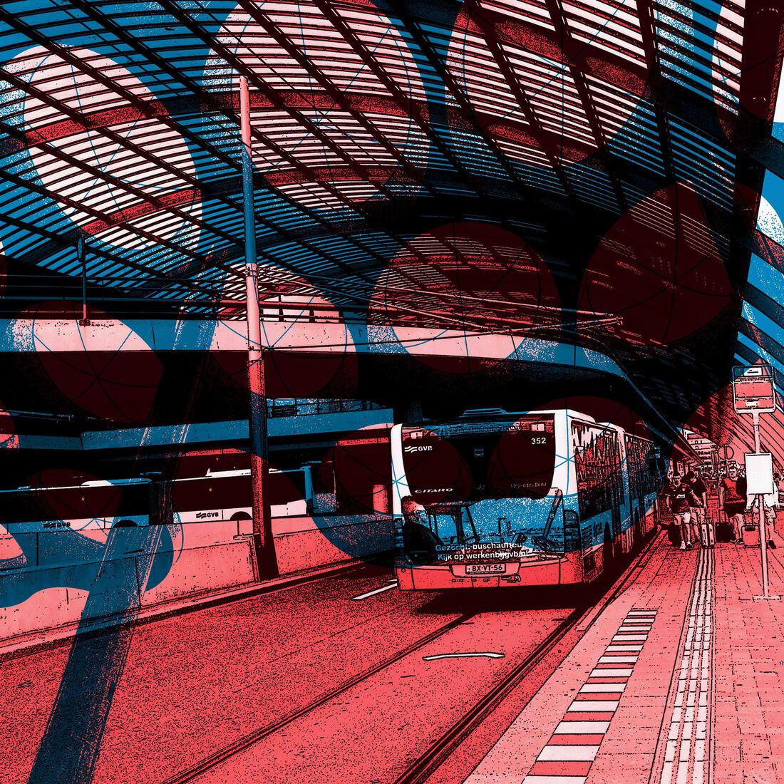Busstation Amsterdam cs 3,- digitale art print
