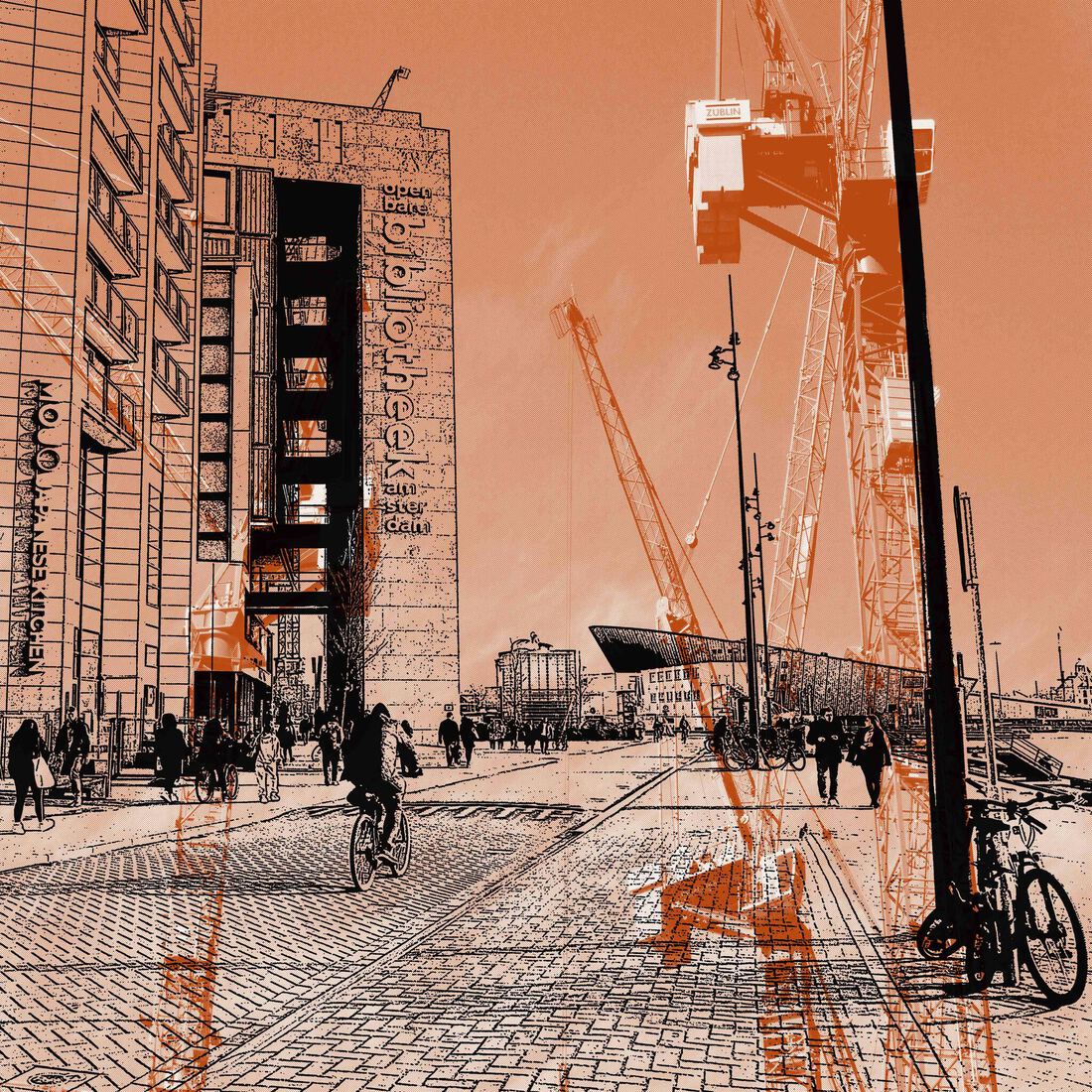  Aan de  Oosterdokskade, Amsterdam - digitale art-print