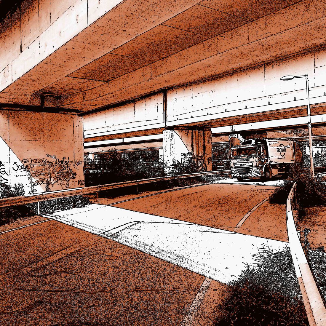 Bruin Viaduct - digitale art-print