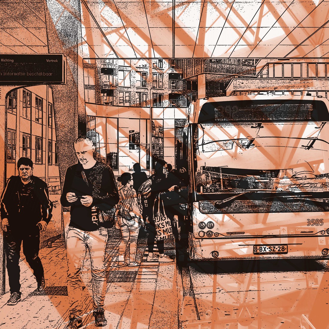 Bustation Noord 1  - digitale art print van Hilly van eerten