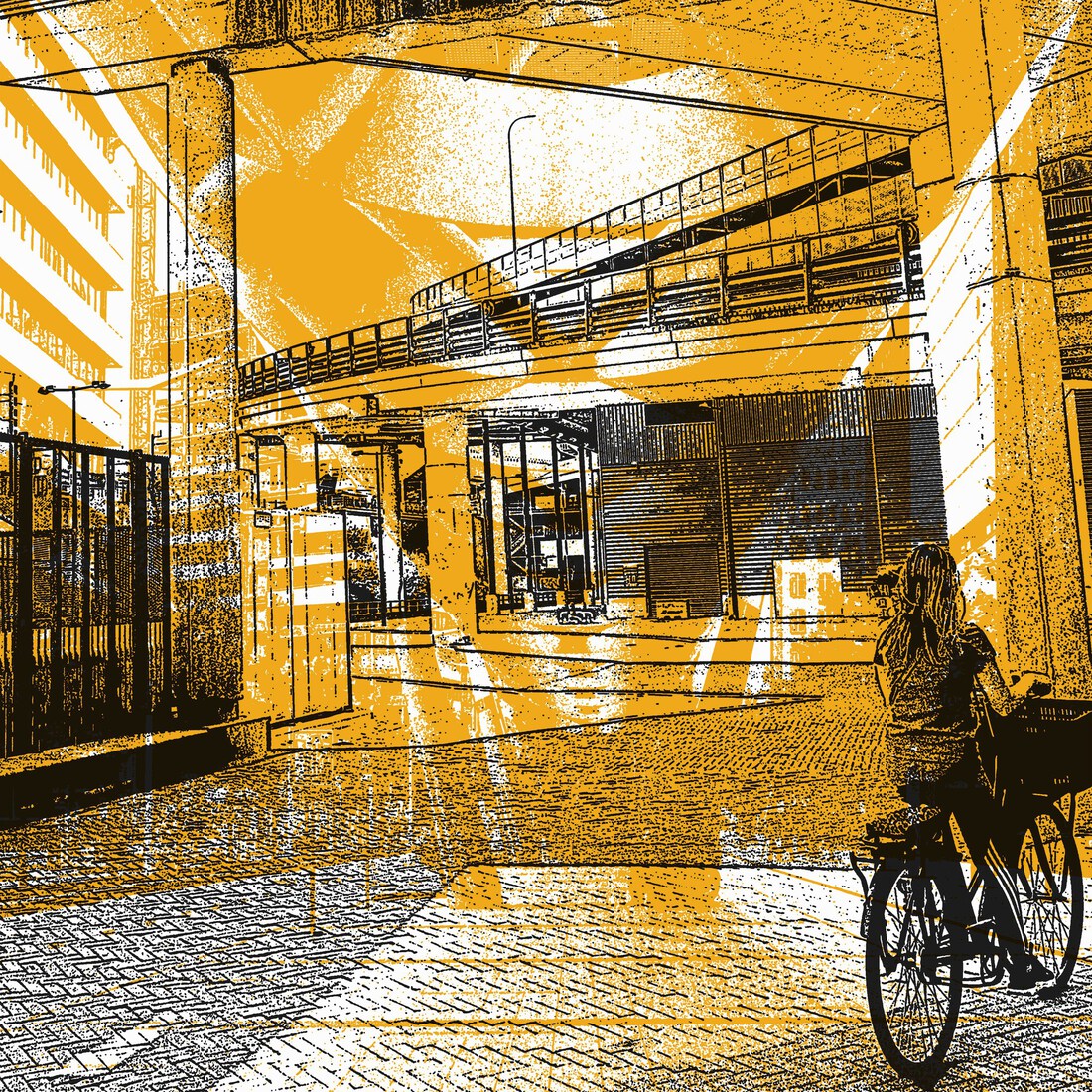 Biking 1 - digitale art print van Hilly van Eerten
