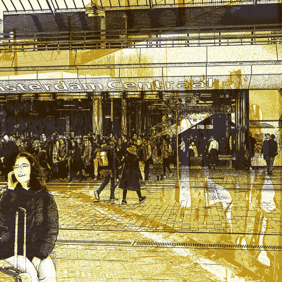 Behind the central station Amsterdam 1 - digitale art-print