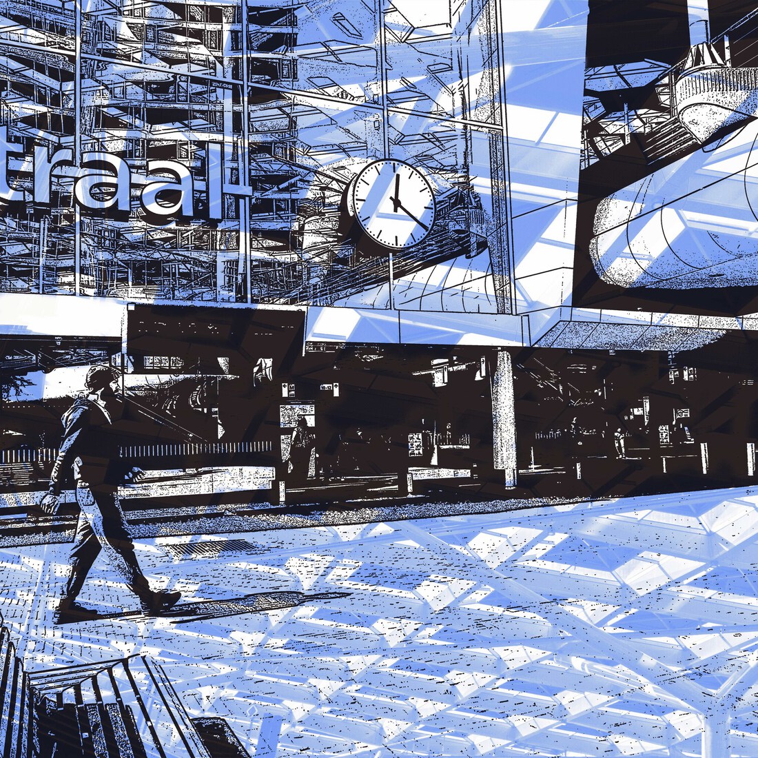 'Naast het centraal station Den Haag 1.' -  digitale art-print 