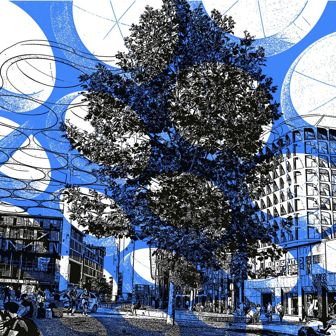 Boom op het stationsplein Utrecht Cs 1 .-digitale art print