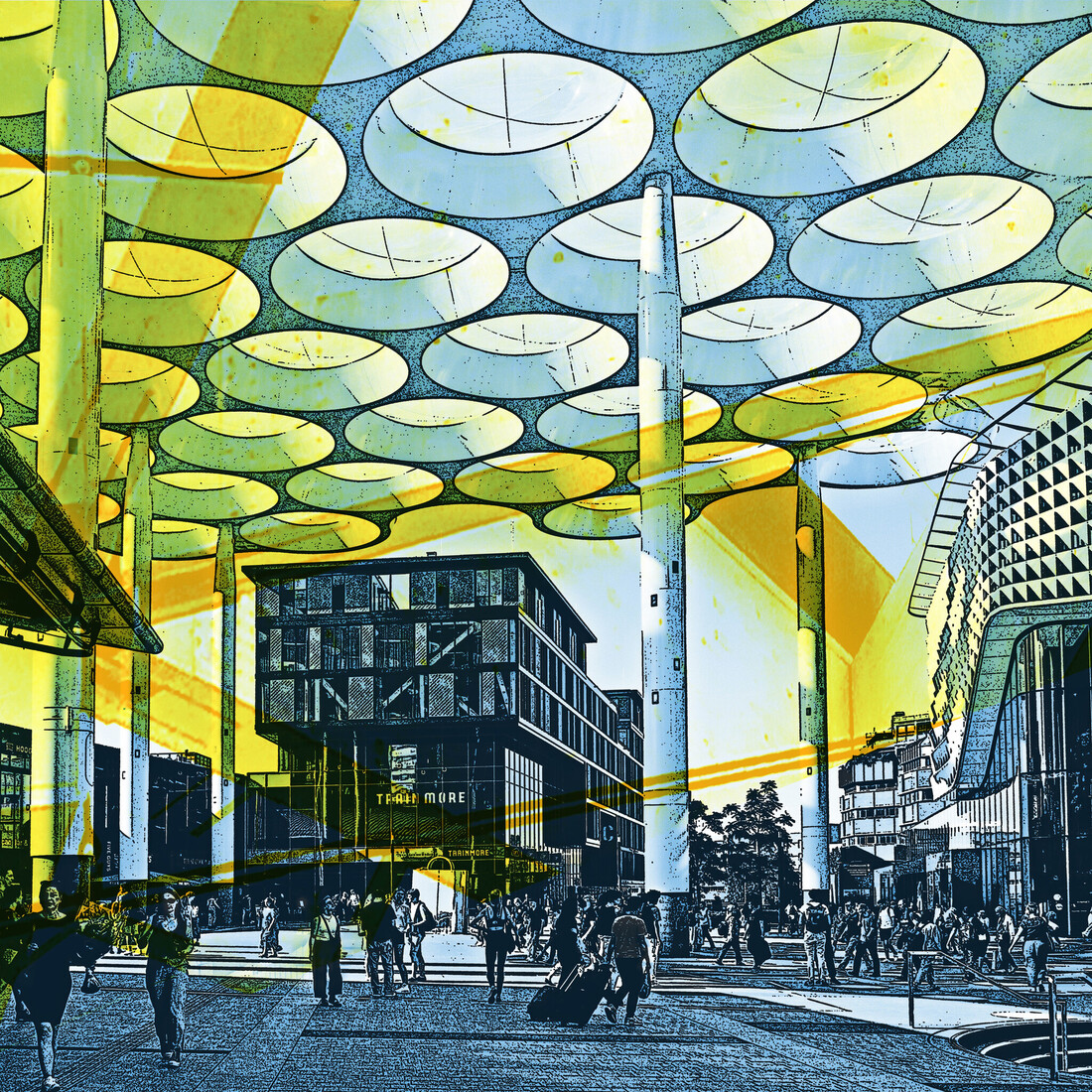 Op het stationsplein Utrecht Centraal 2 .-digitale art print