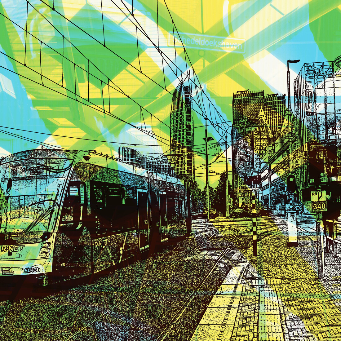 'De tram vanaf Den Haag Centraal Station.' -  digitale art-print 