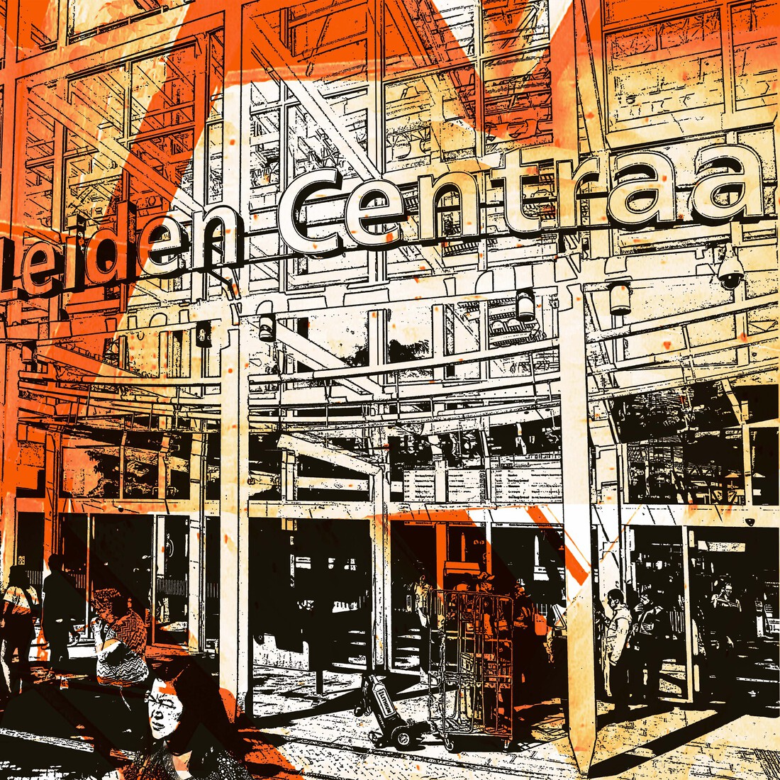 'Leiden Centraal Station 1'- digitale collage print