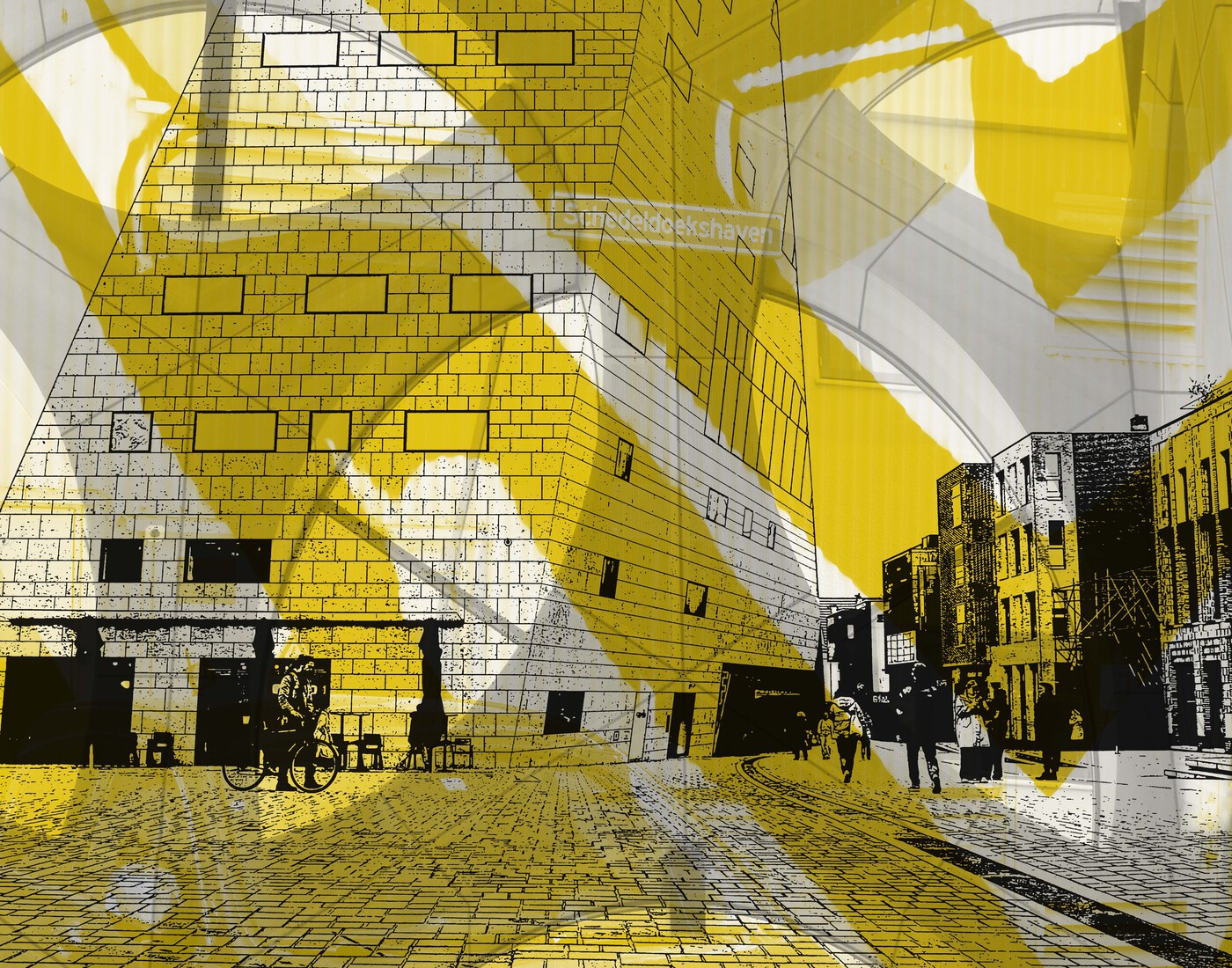 'Het Forum vanaf de Nieuwe Markt'- digitale collage print
