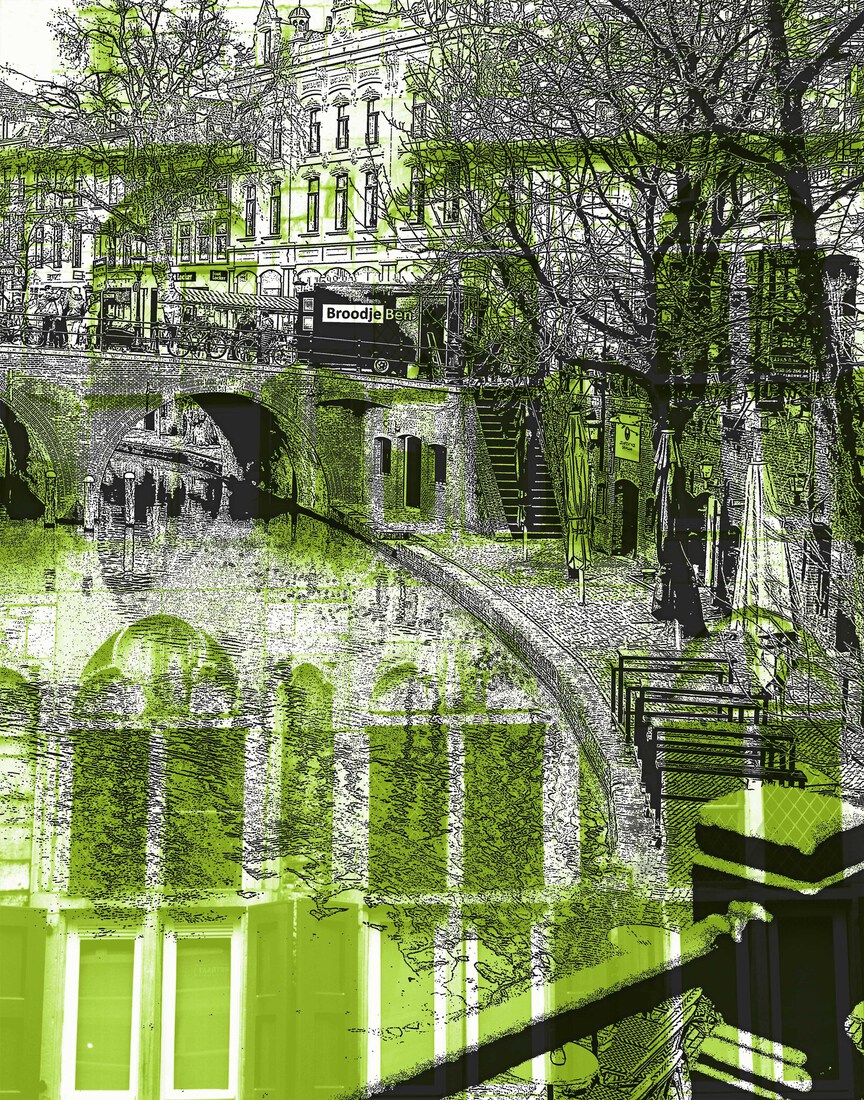 'Aan de Oudegracht'. - digital art print
