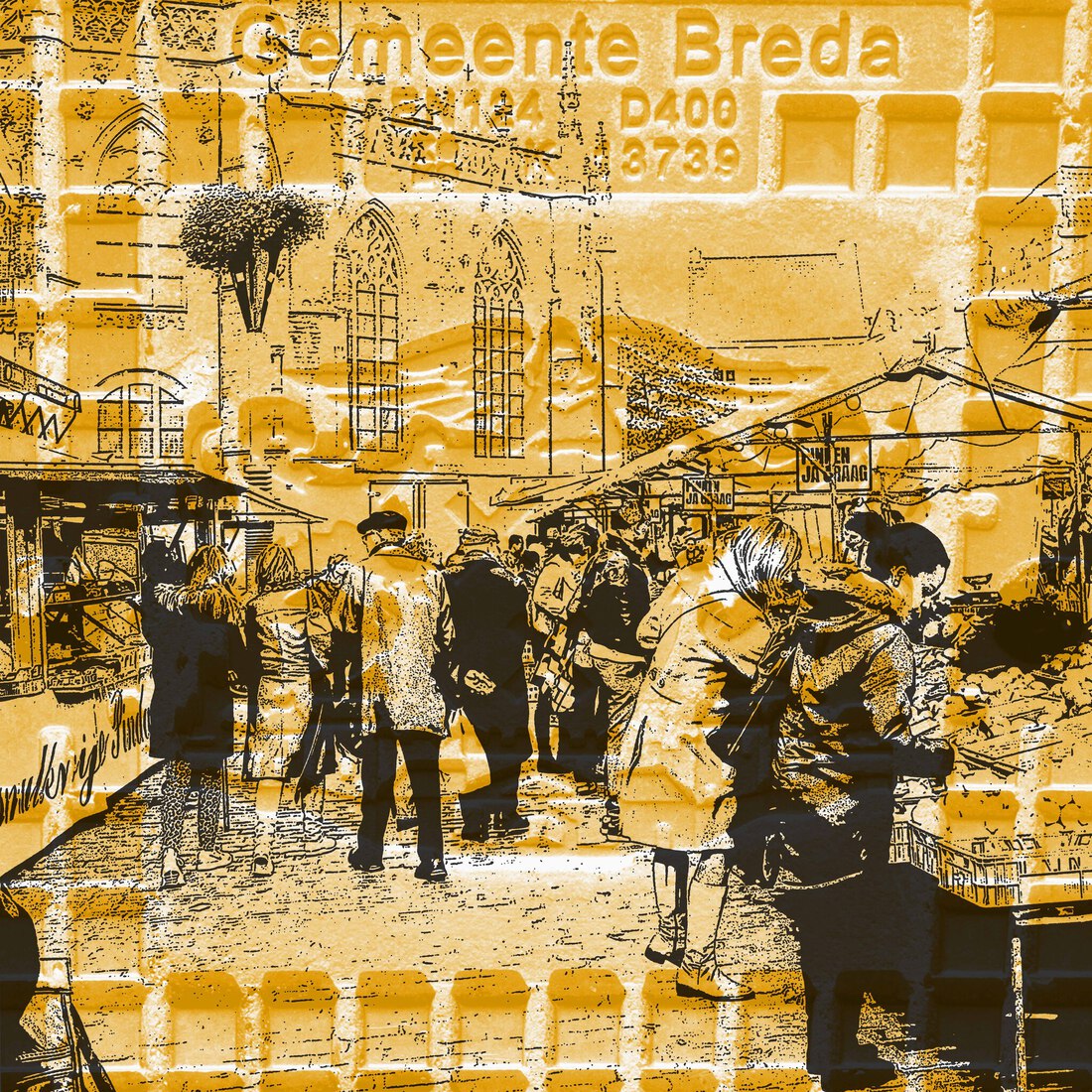 Op de markt, Breda. - digital art print