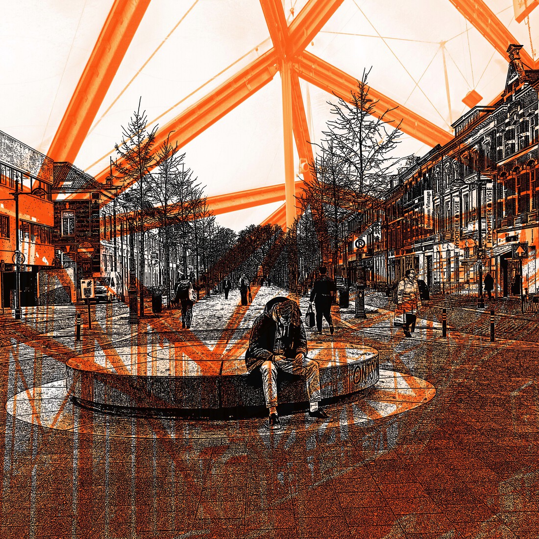 Zicht op de Willemstraat, Breda. - digital art print