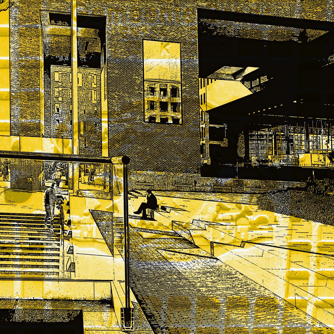 Voor het station, Breda. - digital art print