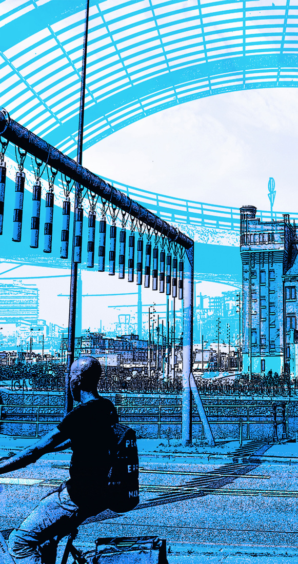 Fietsen in de stad. - digital  fine art print