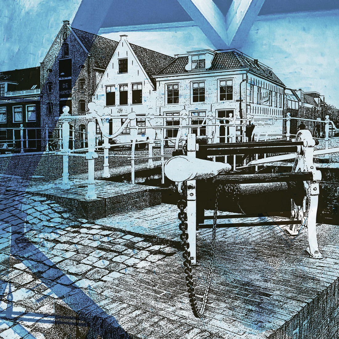 'Small Lock on the Rozengracht in Harlingen 1' – digital collage print