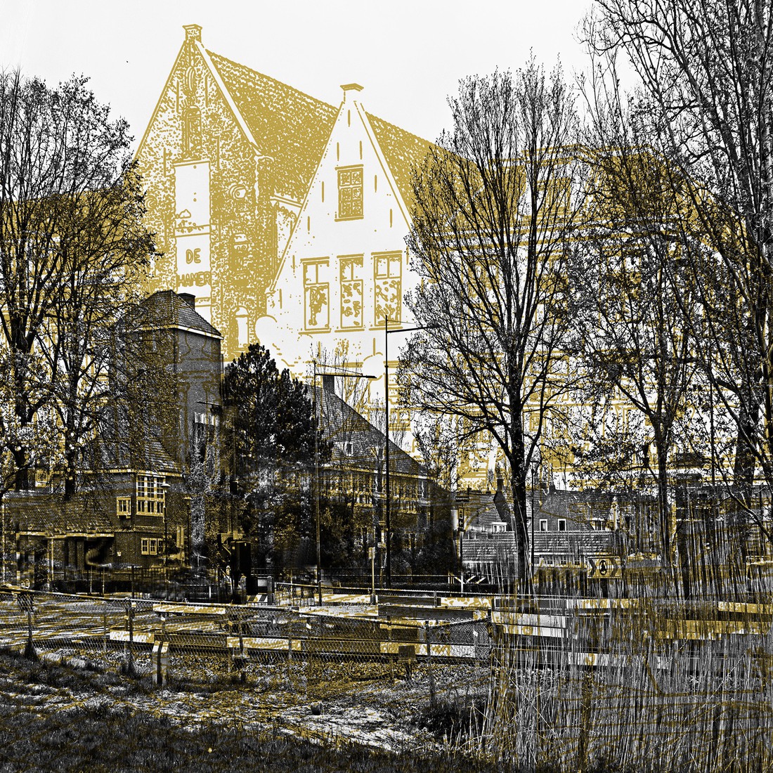 'Rijks HBS, Harlingen'- digitale collage print
