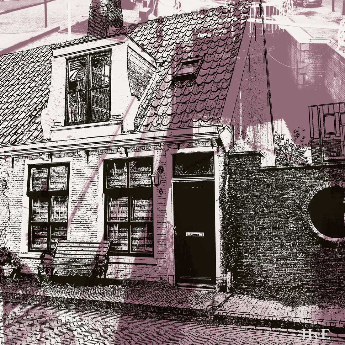 'Hofstraat Harlingen.'- digitale collage print