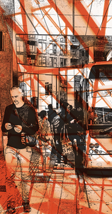 Ik gebruik graag geometrische constructies van de moderne architectuur in mijn art prints, omdat deze constructies veel ruimte en doorkijk geven. 
Ik ben dol op het leven in de grote stad en fotografeer daar de mensen - in en tussen de meestal nieuwe gebouwen.
Digitaal schuif en bewerk ik mijn foto's totdat er een art print ontstaat die een eigentijds beeld geeft van het leven van de mensen in de grote stad. 