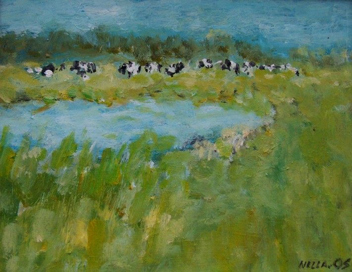 landschap met koeien