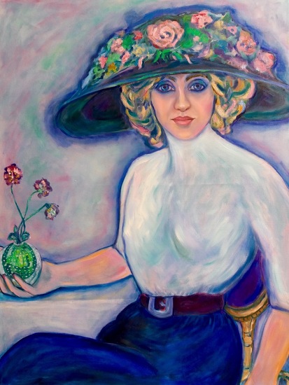 Dame met spijkerbolvaasje