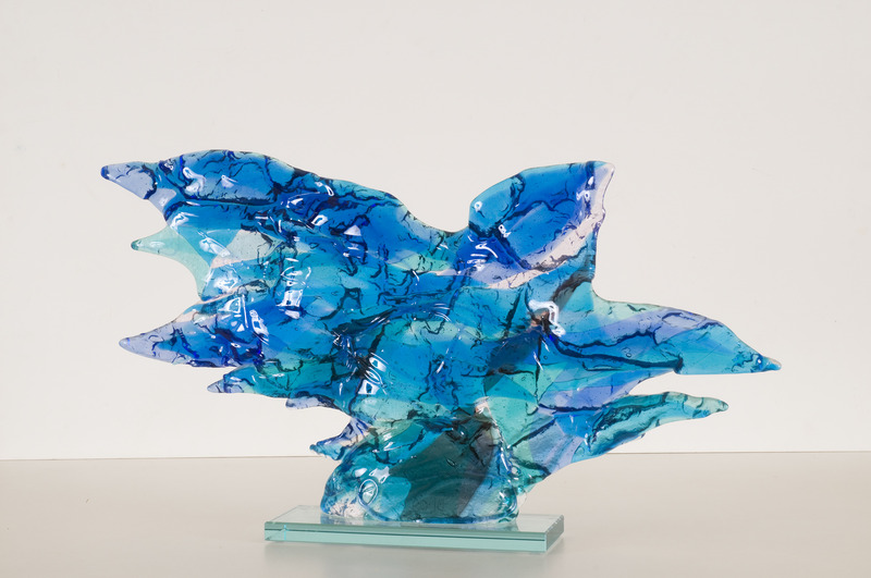 'Blue bird' - glass fusing art