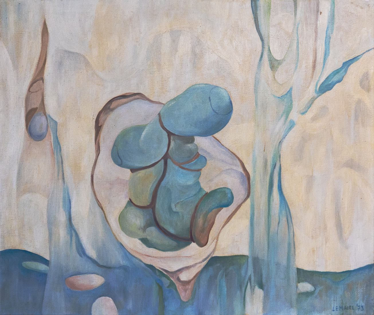 abstract surrealisme nr. 154, olieverfschilderij uit 1973