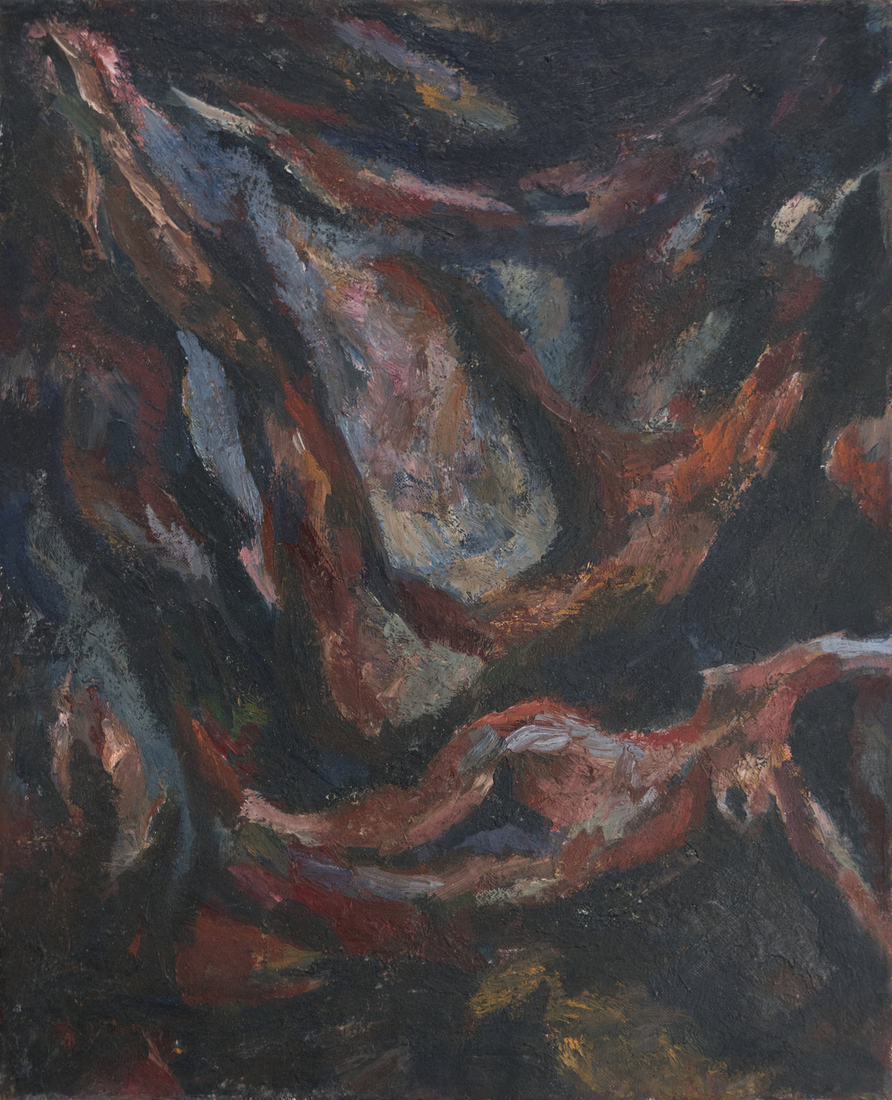 abstract olieverfschilderij zonder titel, uit 1963