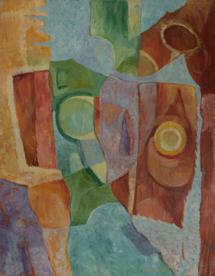 Compositie nr. 4 - abstract olieverfschilderij op doek uit 1982