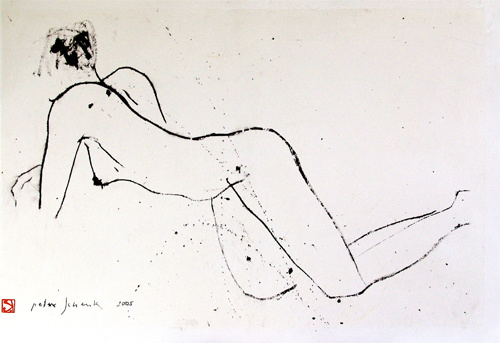 Liggend Naakt op de ellebogen