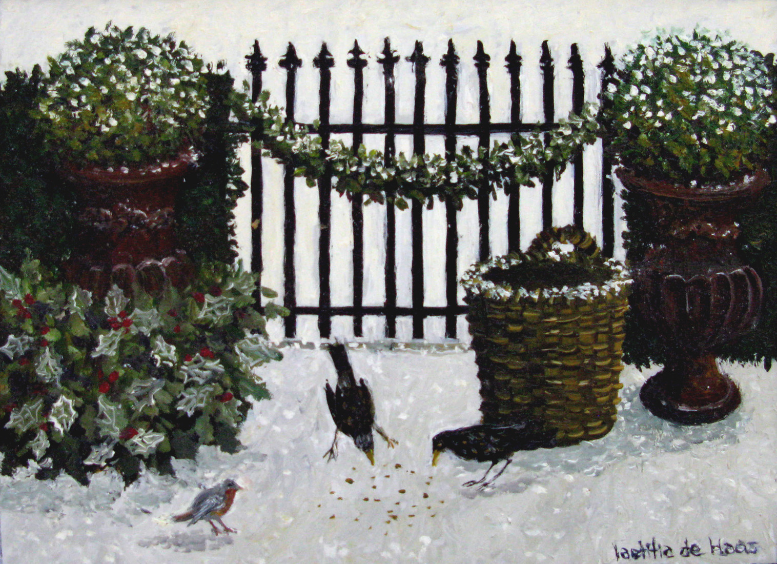Vogels in sneeuw
