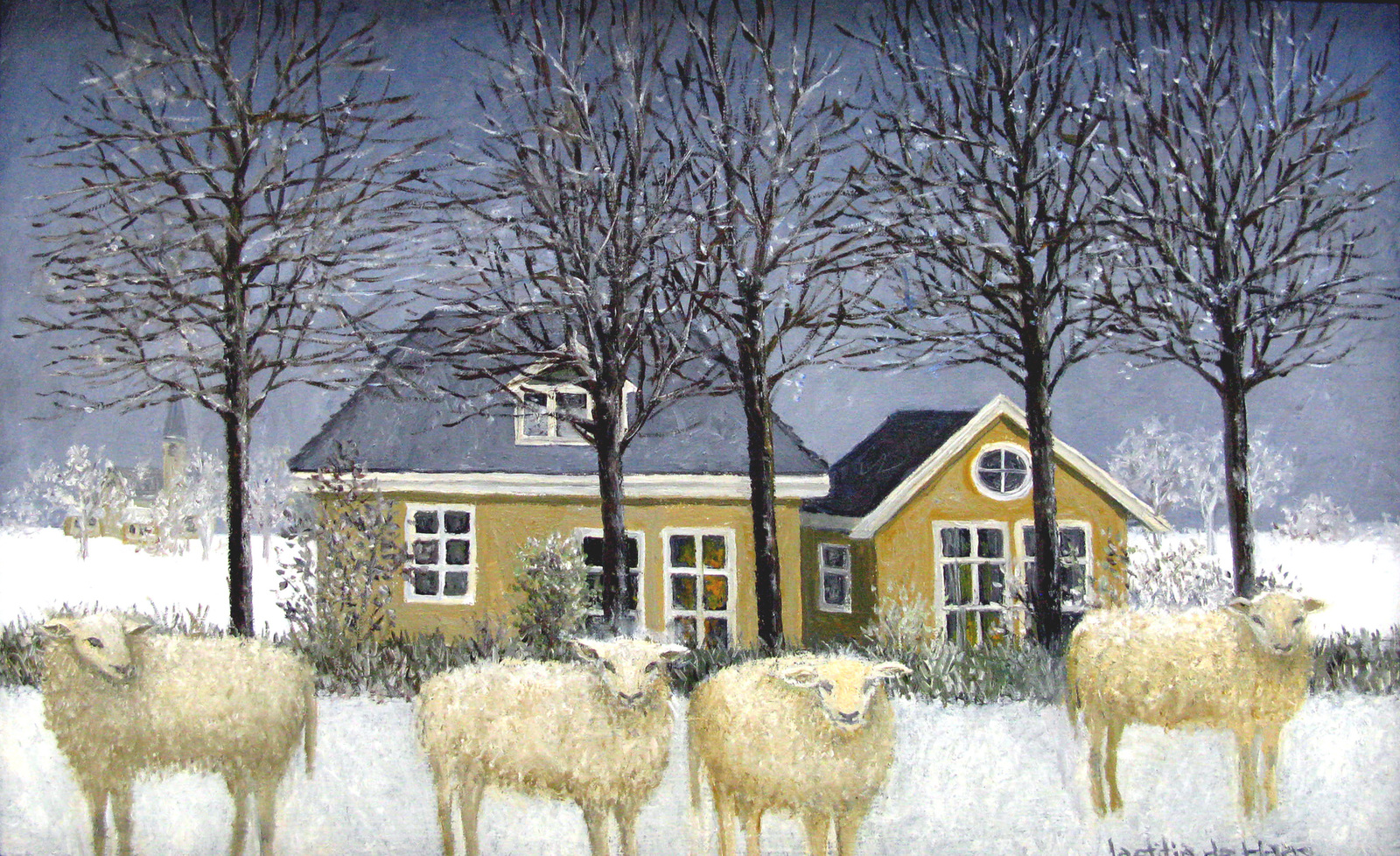 schapen in de sneeuw