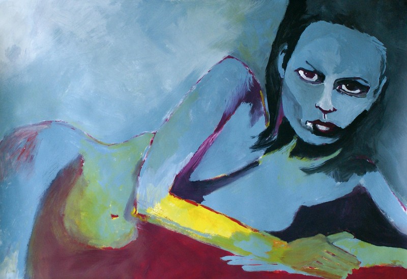 10) expressionistische blauwe vrouw