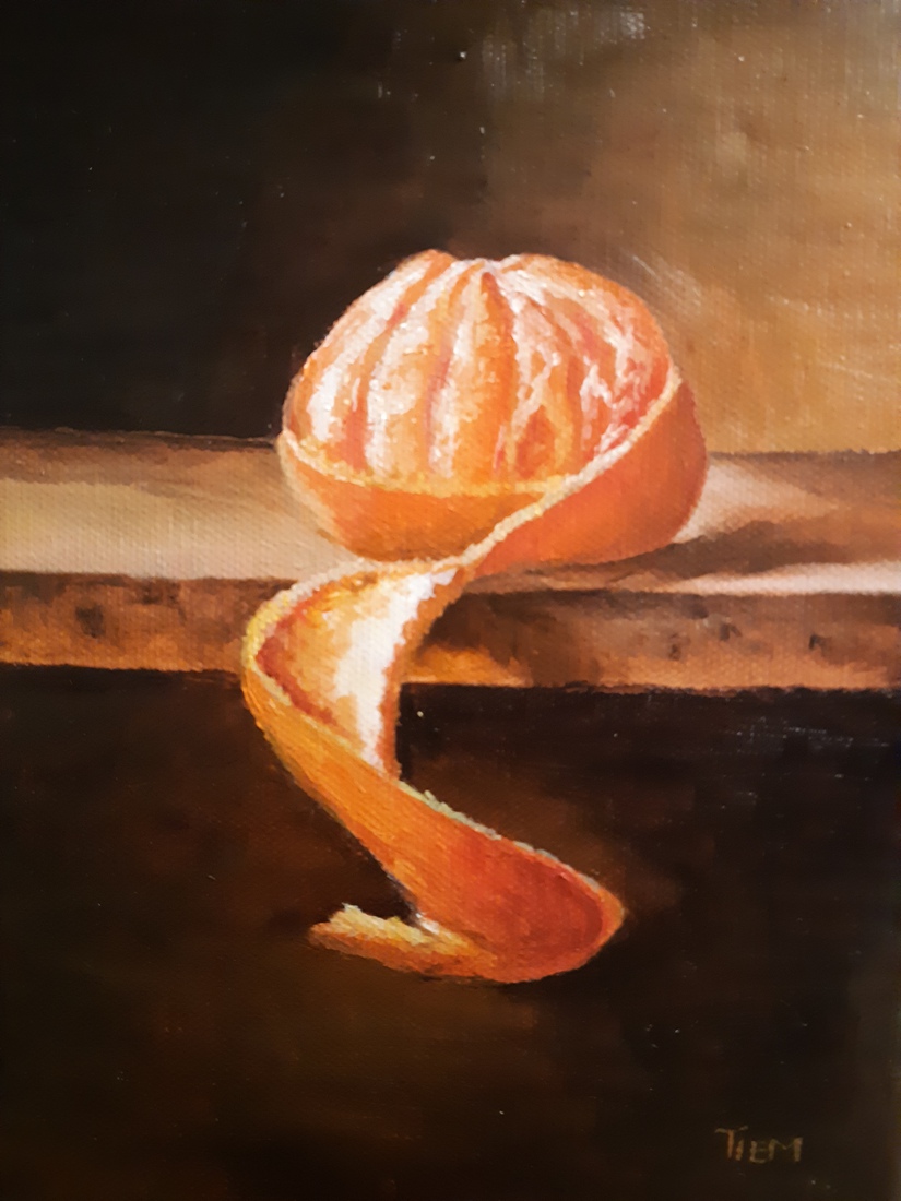 stilleven geschilde mandarijn