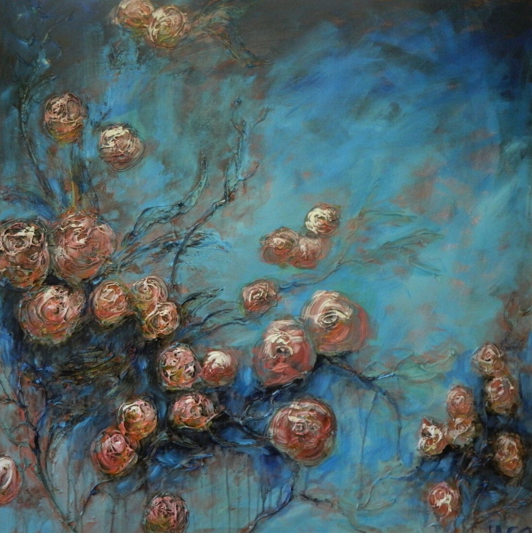 Thick textured blossom arrangement.