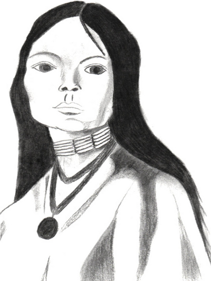 tekening indiaanse vrouw