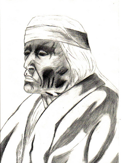 Portrettekening Apache Indiaan Mangas Coloraclas