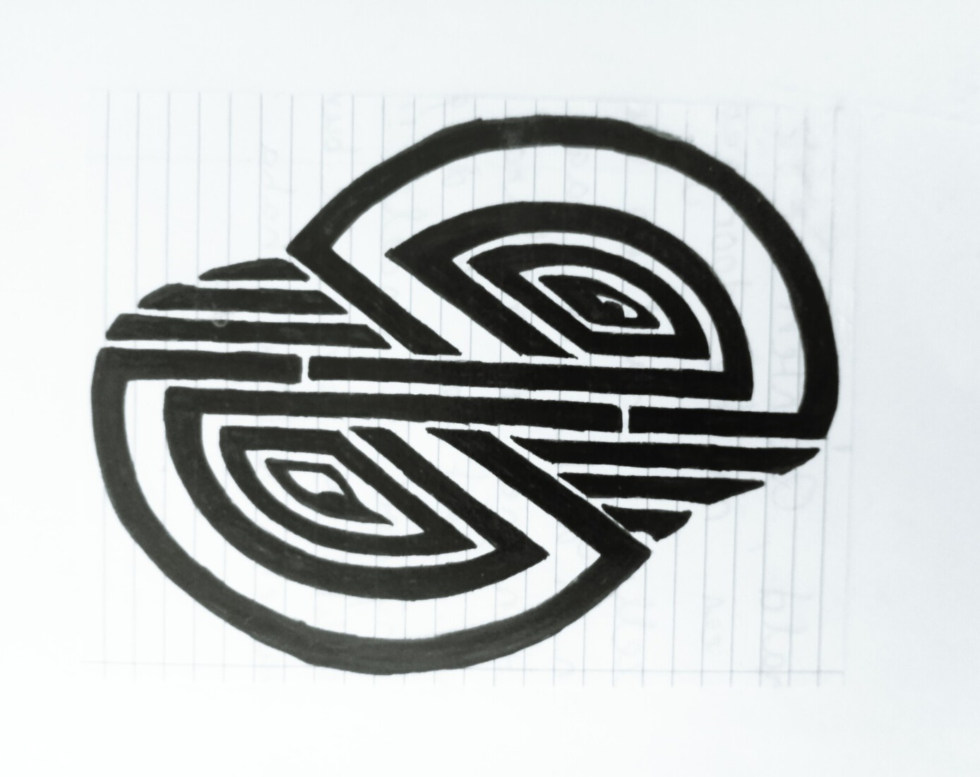 geometrische / abstracte tekening op papier  / tatoo